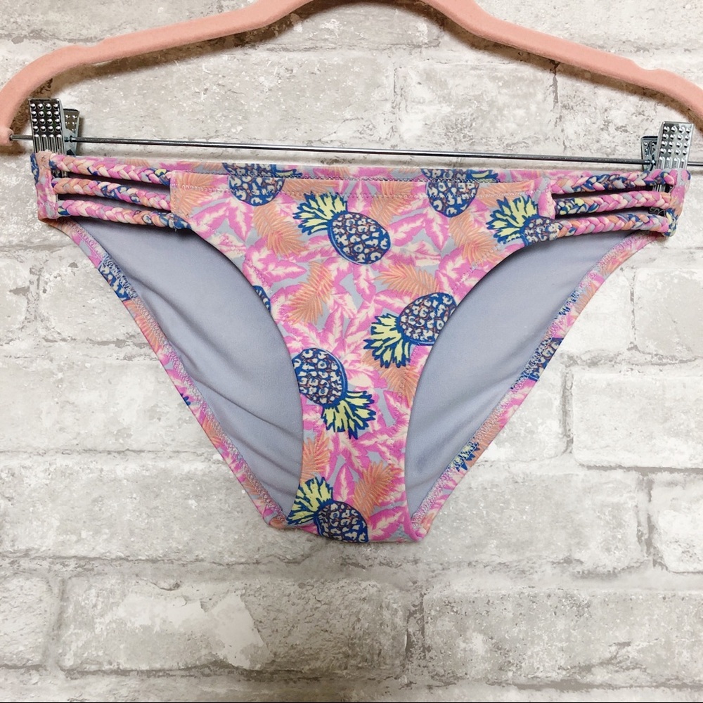AEO | Pink/Blue Pineapple Print Bikini Bottom Small